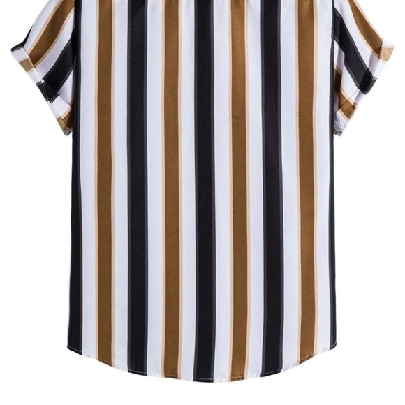 Casual Button Down Men's Summer Striped Print Shirt - Picture 4 of 10